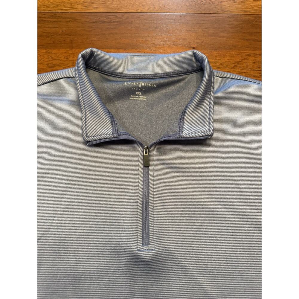 XXL Hickey Freeman 1/4 Zip Quarter Pullover Solid Blue Gray